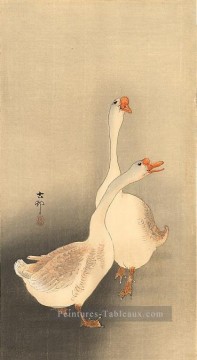 Animaux œuvres - deux oies blanches Ohara KOSON volaille